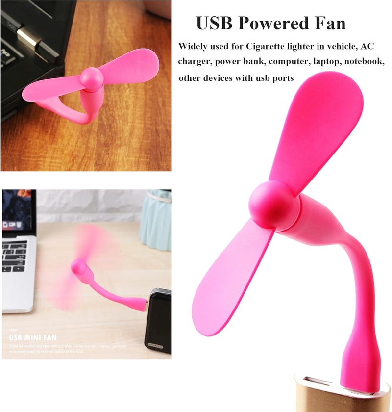 Soseelnee Mini USB Fan, Portable Pocket Fan USB-A Powered Little Cooler, Quiet Operation, for Home Office Car Outdoor Travel- 4 Pack (Pink) - Image 2